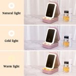 Personalized Birth Flower Portable Leather Travel Jewelry Box with Name and LED Three-color Adjustable Makeup Mirror Birthday Gift for Women