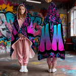 Personalisierte Graffiti-Stil Multicolor Kapuzendecke mit Namen Home Decor Geburtstag Weihnachten Geschenk für Jugendliche Freunde Graffiti-Liebhaber