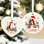 Personalized Cute Santa Claus Snowman Initial Ceramic Christmas Ornament with Name Tree Decor Christmas Gift for Friends Family