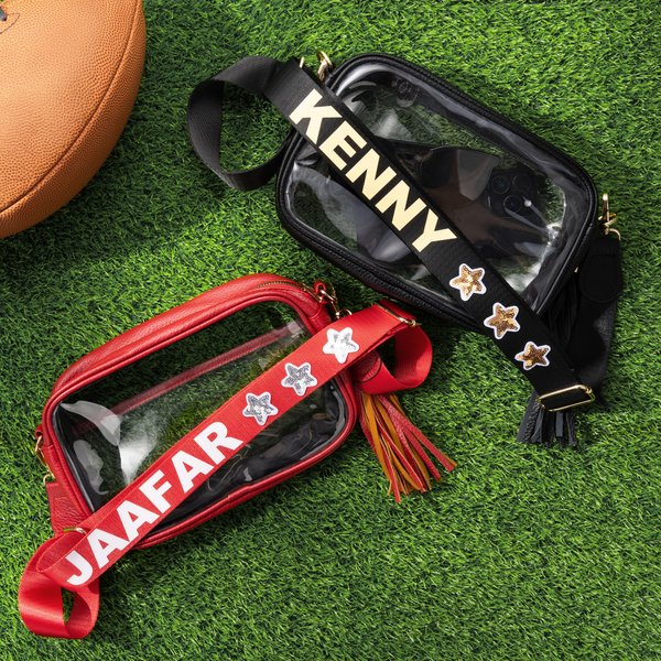 Personalized Multicolor Star Large Capacity Clear Crossbody Stadium Bag with Name and Tassel Daily Use Birthday Gift for Her Sports Lovers