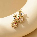 Personalizada Piedra de Nacimiento Árbol de Navidad Estrella Stud Pendientes Dainty Joyería Aniversario Regalo de Navidad para las mujeres