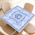 Alfombrilla de Mahjong personalizada con monograma de flores azules y blancas y bolsa de almacenamiento Accesorio de juego Regalo de cumpleaños para los amantes del Mahjong