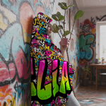Personalisierte Graffiti-Stil Multicolor Kapuzendecke mit Namen Home Decor Geburtstag Weihnachten Geschenk für Jugendliche Freunde Graffiti-Liebhaber