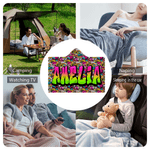 Personalisierte Graffiti-Stil Multicolor Kapuzendecke mit Namen Home Decor Geburtstag Weihnachten Geschenk für Jugendliche Freunde Graffiti-Liebhaber