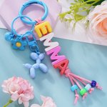 Personalizzato Multicolore nome perline fiore palloncino cane a mano borsa tag portachiavi compleanno amicizia regalo per bambini adolescenti ragazze