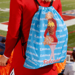 Personalizzato Cartoon Cheerleader impermeabile resistente all'usura Borsa con coulisse con nome della squadra Cheer Practice Senior Night Game Day Regalo per le cheerleader