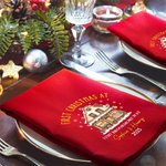 Personalized First Christmas At House 100% Cotton Red Napkin with Names Address and Year Table Decor Christmas Gift for Family Friends New Home Movers