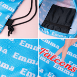 Personalizzato Cartoon Cheerleader impermeabile resistente all'usura Borsa con coulisse con nome della squadra Cheer Practice Senior Night Game Day Regalo per le cheerleader