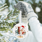 Personalised Cute Santa Claus Snowman Initial Ceramic Christmas Ornament with Name Tree Decor Christmas Gift for Friends Family