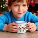 Henkilökohtainen Santa Claus Snowman Elf Poro Design 12 oz emali muki nimellä Päivittäinen käyttö joululahja pojille tytöille 7