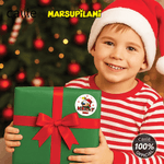 Personalized Christmas Long Tailed Marsupilami Set of 2 Waterproof Stickers Labels with Name Christmas Gift for Family Kids | Callie × Marsupilami®