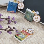 Personalized Miniature Book Cover Dust Plug with Initial Charm Birthday Gift for Bookworms Writers Friends Family