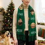 Foulard à pompons personnalisé avec photo de visage drôle Nom Multicolore Doux Foulard à pompons Anniversaire Hiver Cadeau d'anniversaire pour les femmes Hommes Pet Lovers
