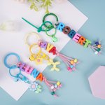 Personalizzato Multicolore nome perline fiore palloncino cane a mano borsa tag portachiavi compleanno amicizia regalo per bambini adolescenti ragazze
