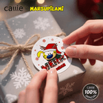 Personalized Christmas Long Tailed Marsupilami Set of 2 Waterproof Stickers Labels with Name Christmas Gift for Family Kids | Callie × Marsupilami®
