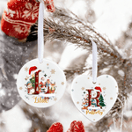 Personalised Cute Santa Claus Snowman Initial Ceramic Christmas Ornament with Name Tree Decor Christmas Gift for Friends Family