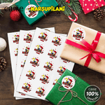 Personalized Christmas Long Tailed Marsupilami Set of 2 Waterproof Stickers Labels with Name Christmas Gift for Family Kids | Callie × Marsupilami®