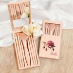 Personalisierte Edelstein Geburt Blume Makeup Pinsel Reise Storage Box Set mit Namen Geburtstag Hochzeit Geschenk für Frauen