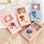 Personalisierte Edelstein Geburt Blume Makeup Pinsel Reise Storage Box Set mit Namen Geburtstag Hochzeit Geschenk für Frauen