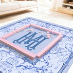 Alfombrilla de Mahjong personalizada con monograma de flores azules y blancas y bolsa de almacenamiento Accesorio de juego Regalo de cumpleaños para los amantes del Mahjong