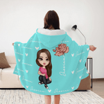 Personalizado lindo personaje de dibujos animados Corazón Nacimiento Flor Multicolor Suave manta con capucha con nombre Cumpleaños Regalo de Navidad para los amigos de la familia