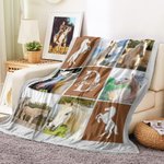 Personalisierte Foto-Collage Decke mit Fotos Initiale Namen und Hufeisen- oder Pferdemustern Winter Weihnachten Geschenk für Reiter Pferdeliebhaber
