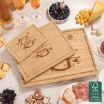 Personalised Snowflake Christmas Hat Initial Name Bamboo Chopping Board with Juice Groove Christmas Housewarming Gift for Family Friends