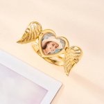 Anillo personalizado con forma de corazón delicado foto y texto grabado regalo de aniversario Navidad y cumpleaños para mamá esposa y mujeres