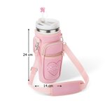 Sac de Bouteille Personnalisé avec Nom sur Sac et Initiale sur Couvercle de Paille Accessoire de Gobelet 1183ml Cadeau d'Anniversaire pour Femme