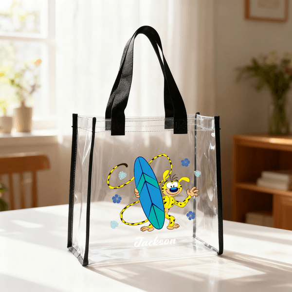 Spersonalizowana torba z długim ogonem Marsupilami przezroczysta z imieniem Urodziny Impreza Dzień Matki Prezent dla kobiet | Callie × Marsupilami®