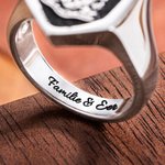 Gepersonaliseerde Klassieke Familiewapen Zegelring met Gegraveerde Tekst Verjaardagscadeau voor Familie