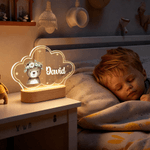 Spersonalizowana akrylowa lampka nocna LED Cute Animals Star Cloud Style z imieniem i drewnianą podstawą Dekoracje do pokoju dziecięcego Prezent urodzinowy dla noworodka