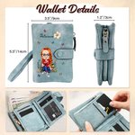 Personalizada de dibujos animados de lectura de caracteres de nacimiento de flores de tres pliegues de cuero de la PU pulsera de la cartera con titular de la tarjeta y el nombre de regalo de cumpleaño