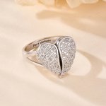 Anillo personalizado con forma de corazón delicado foto y texto grabado regalo de aniversario Navidad y cumpleaños para mamá esposa y mujeres