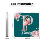 Spersonalizowane lusterko do makijażu z imieniem i inicjałem Ballerina Alphabet Floral Double-Sided 1X 2X PU Leather Birthday Anniversary Gift for Ballet Lovers