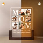 Personalisiertes Fotos-Nachtlicht mit 6 Fotos Namen und Wunschtext inklusive Holzsockel Wohndeko Geburtstag Jahrestag Geschenk für Eltern Großeltern