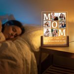 Personalisiertes Fotos-Nachtlicht mit 6 Fotos Namen und Wunschtext inklusive Holzsockel Wohndeko Geburtstag Jahrestag Geschenk für Eltern Großeltern