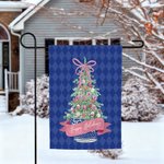 Chinoiserie personalizada Vintage Christmas Tree Garden Flag with Name amd Initial Decoración de exterior Regalo de Navidad para la familia amantes de la jardinería