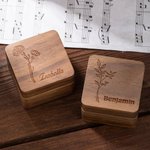Personalised Engraved Line Birth Flower Wooden Magnetic Guitar Pick Storage Box with Name Anniversary Birthday Gift for Musician Guitar Player