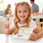 Personalised Cute Highland Cow Sunflower Fork Spoon Knife 3 Pcs Cutlery Set with Name and Case Christmas Birthday Gift for Boys Girls
