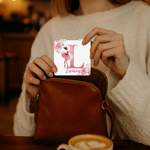 Spersonalizowane lusterko do makijażu z imieniem i inicjałem Ballerina Alphabet Floral Double-Sided 1X 2X PU Leather Birthday Anniversary Gift for Ballet Lovers