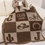 Manta suave personalizada con diseño de vaquero cuadros con nombre regalo de cumpleaños y bautizo para recién nacidos y nuevos padres