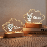 Spersonalizowana akrylowa lampka nocna LED Cute Animals Star Cloud Style z imieniem i drewnianą podstawą Dekoracje do pokoju dziecięcego Prezent urodzinowy dla noworodka
