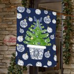 Chinoiserie personalizada Vintage Christmas Tree Garden Flag with Name amd Initial Decoración de exterior Regalo de Navidad para la familia amantes de la jardinería