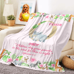 Spersonalizowany miękki koc do rzucania z imieniem i nazwiskiem Cute Animal Bible Inicjał Miękki koc do rzucania z imieniem i nazwiskiem Wystrój domu Boże Narodzenie Urodziny Chrzest Prezent dla rodzi