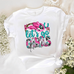Personalized Let's Go Girls Cowboy Hat Horseshoe Boot Multicolour T-shirt Sweatshirt with Name Birthday Christmas Gift for Women