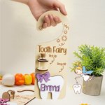 Personalisierte hölzerne gravierte Zahnfee Stern Name Türhänger mit Geldschlitz und Glasflasche Schlafzimmer Dekoration Zahnverlust Souvenir Geschenk für Kinder
