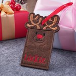 Personalisierte Weihnachten Rentier Filz Geschenkkarte Halter Ornament mit Namen Baumschmuck Weihnachtsgeschenk für Familie Freunde