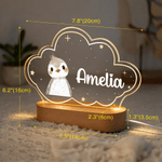 Spersonalizowana akrylowa lampka nocna LED Cute Animals Star Cloud Style z imieniem i drewnianą podstawą Dekoracje do pokoju dziecięcego Prezent urodzinowy dla noworodka