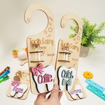 Personalisierte hölzerne gravierte Zahnfee Stern Name Türhänger mit Geldschlitz und Glasflasche Schlafzimmer Dekoration Zahnverlust Souvenir Geschenk für Kinder
